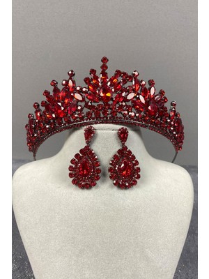 Hayalperest Boncuk Pera Gelin Kına Tacı ve Mekik Taşlı Küpe