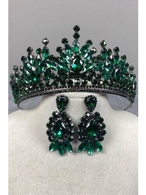 Hayalperest Boncuk Pera Gelin Kına Tacı ve Mekik Taşlı Küpe