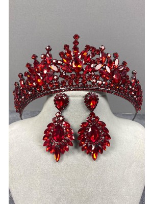 Hayalperest Boncuk Pera Gelin Kına Tacı ve Mekik Taşlı Küpe