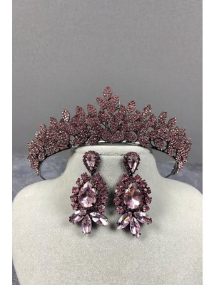 Hayalperest Boncuk Sara Sık Taşlı Gelin Kına Tacı ve Küpesi