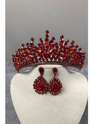 Hayalperest Boncuk Rio Taşlı Gelin Kına Tacı ve Mekikli Taş Küpe Seti