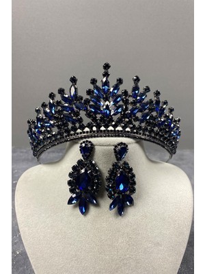 Hayalperest Boncuk Rio Taşlı Gelin Kına Tacı ve Mekikli Taş Küpe Seti