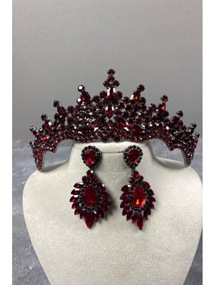 Hayalperest Boncuk Tokyo Taşlı Gelin Kına Tacı ve Mekik Küpe Seti