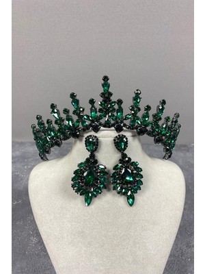 Hayalperest Boncuk Cooker Gelin Kına Tacı ve Mekik Küpe Seti