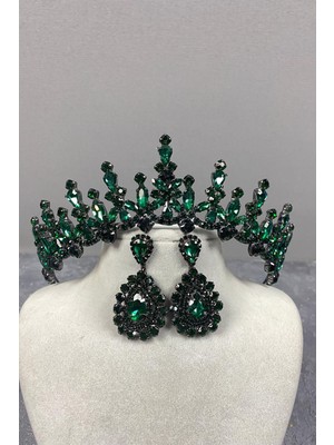 Hayalperest Boncuk Cooker Gelin Kına Tacı ve Mekik Küpe Seti