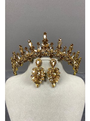 Hayalperest Boncuk Cooker Gelin Kına Tacı ve Mekik Küpe Seti