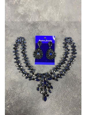 Hayalperest Boncuk Sultan Model Alınlık Gelin Kına Saç Aksesuarı ve Küpe Seti