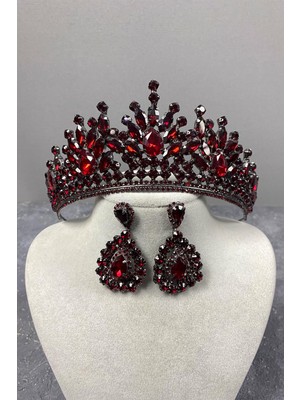 Hayalperest Boncuk Rio Taşlı Gelin Kına Tacı ve Mekikli Taş Küpe Seti