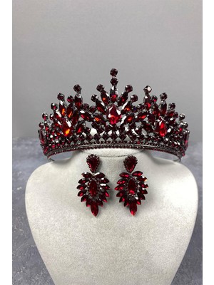 Hayalperest Boncuk Rio Taşlı Gelin Kına Tacı ve Mekikli Taş Küpe Seti