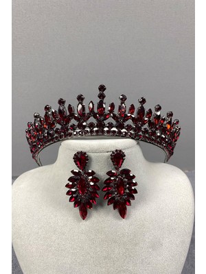 Hayalperest Boncuk Pedro Taşlı Gelin Kına Tacı ve Küpe Seti