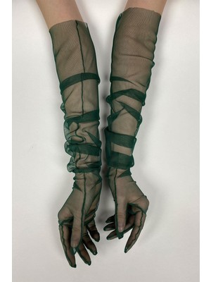 Uzun Şık Gelin Eldiveni Tül Eldiven Nikah/düğün/parti Eldiveni