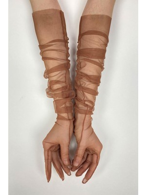 Bakır Rengi 10 Adet Gelin Eldiveni Tül Eldiven Nikah/düğün/parti Eldiveni