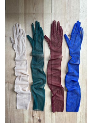 Uzun Şık Gelin Eldiveni Tül Eldiven Nikah/düğün/parti Eldiveni