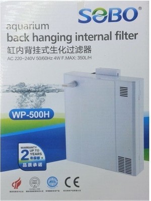 SOBO WP-500H Askı Filtre 350 L/h Akvaryum İçin Yüksek Debi ve Güçlü Filtrasyon