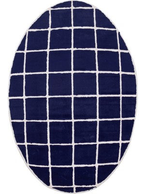 Dericibey Mavi Renk Oval Peluş Halı