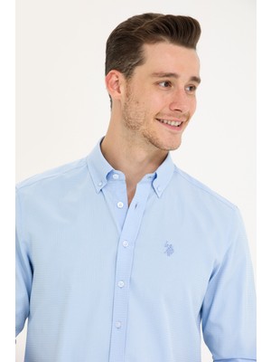 U.S. Polo Assn. Erkek Açık Mavi Desenli Gömlek 50265834-VR003