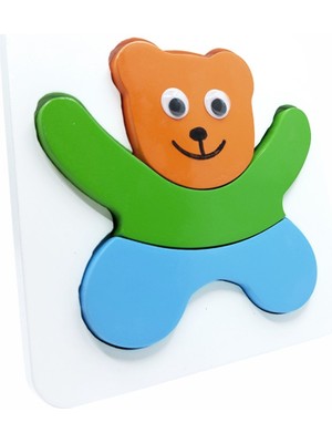 Tahtaland Renkli Doğal Ahşap Bultak - Ayıcık Figürlü