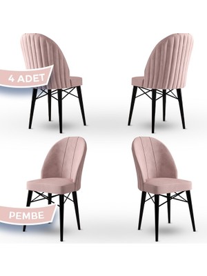 Jena Serisi 4 Adet Mutfak Sandalyesi 1.sınıf Babyface Ithal Kumaş Siyah Gürgen Ayak
