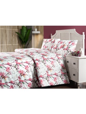 Menderes Home La Notte Saten Tek Kişilik Nevresim Takımı (Digital Baskı) Pink Flower