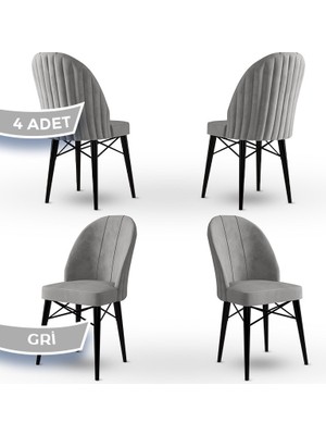 Jena Serisi 4 Adet Mutfak Sandalyesi 1.sınıf Babyface Ithal Kumaş Siyah Gürgen Ayak