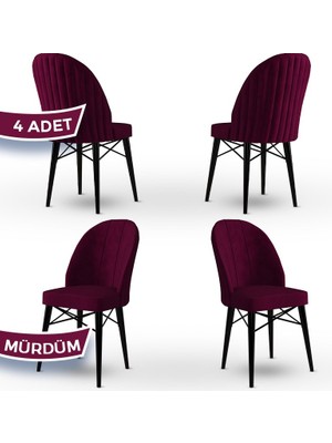 Jena Serisi 4 Adet Mutfak Sandalyesi 1.sınıf Babyface Ithal Kumaş Siyah Gürgen Ayak