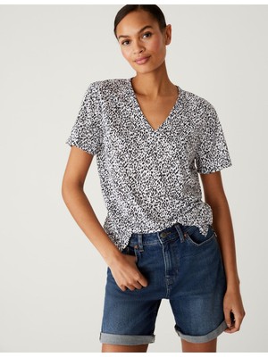 Marks & Spencer Relaxed Fit Desenli T-Shirt