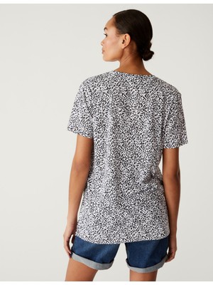 Marks & Spencer Relaxed Fit Desenli T-Shirt