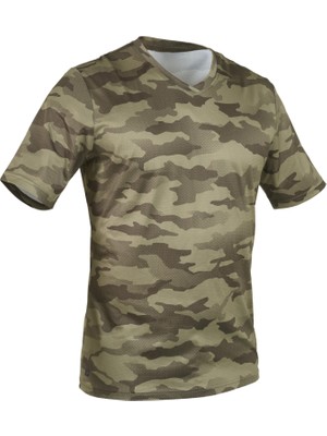 Decathlon Solognac Erkek Kısa Kollu Tişört - Kamuflaj Desenli / Yeşil - 100