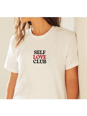 Prospettiva Kadın Beyaz Self Love Club Yazılı T-Shırt