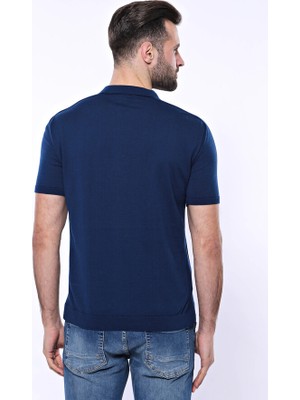 Wessi Polo Yaka Parlament Düz Örme T-Shirt  Wessi