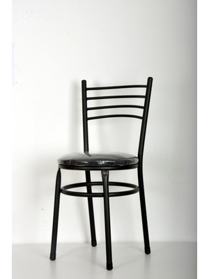 Akk Ticaret 2 Adet Siyah Profil Siyah Kumaş Mutfak Sandalyesi Balkon Bahçe Sandalyesi