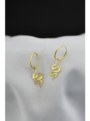 Papatya Silver 925 Ayar Gümüş Altın Kaplama Fırfırlı Yılan Halka Küpe