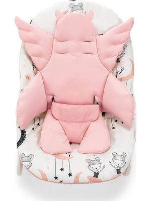 Timburly Melek Kanatlı Pembe Çok Amaçlı Minder Puset Minderi Mama Sandalyesi Minderi Anne Yanı Minder