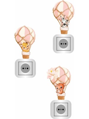 Kt Grup Uçan Sevimli Hayvanlar 3'lü Set Priz Sticker