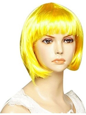 Samur Sarı Renk Parti Peruğu Kısa Küt Saç