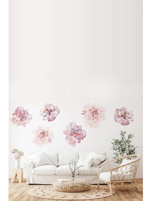 Kt Grup Pembe Şakayıklar Modern Duvar Sticker Seti