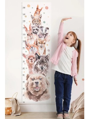 Kt Grup Pastel Hayvanlar Gelişim Tablosu Boy Ölçer Çocuk Odası Duvar Sticker
