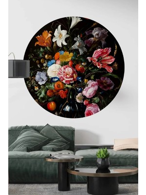Kt Grup Muhteşem Çiçek Bahçesi Yuvarlak Manzara Modern Duvar Sticker