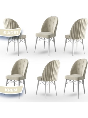 Jena Serisi 6 Adet Mutfak Sandalyesi 1.sınıf Babyface Ithal Kumaş Beyaz Gürgen Ayak