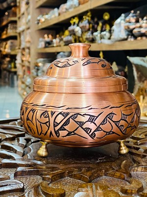 As El Sanatları Ayaklı Işlemeli Bakır Şekerlik, Çerezlik Özel Tasarım