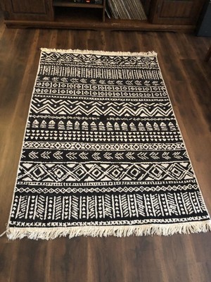 Homiano Yıkanabilir Çift Taraflı Dokuma Kilim Bahar 03 Siyah 80 x 150 cm