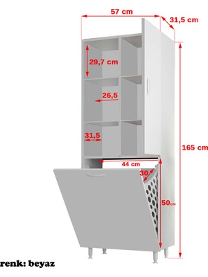 Modilayn Sepetli Mutfak Dolabı Kirli Çamaşır Dolabı Sepetli Banyo Dolabı Oyuncak Dolabı