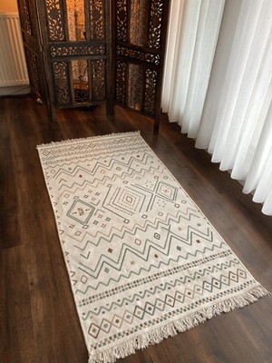 Homiano Yıkanabilir Çift Taraflı Dokuma Kilim Bahar 05 Bej 160 x 230 cm