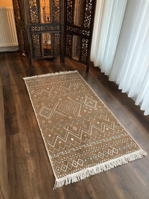 Homiano Yıkanabilir Çift Taraflı Dokuma Kilim Bahar 05 Bej 160 x 230 cm