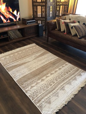 Homiano Yıkanabilir Çift Taraflı Dokuma Kilim Bahar 06 Vizon 160 x 230 cm