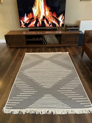 Homiano Yıkanabilir Çift Taraflı Dokuma Kilim Bahar 15 Gri 160 x 230 cm