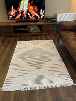 Homiano Yıkanabilir Çift Taraflı Dokuma Kilim Bahar 15 Gri 160 x 230 cm