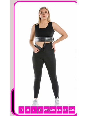 Zbteks Kadın Termal Kalın Askılı Atlet Tayt Takım 6XL Polyester Malzeme ile Sauna Etkisi