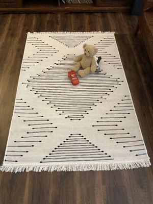 Homiano Yıkanabilir Çift Taraflı Dokuma Kilim Bahar 15 Siyah 160 x 230 cm