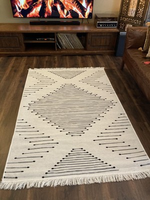 Homiano Yıkanabilir Çift Taraflı Dokuma Kilim Bahar 15 Siyah 120 x 180 cm